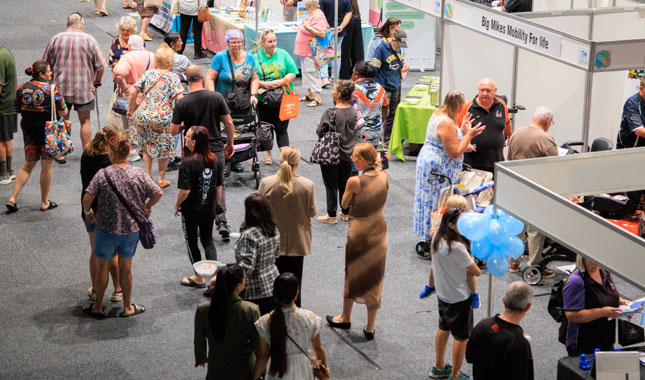 Guests, families and exhibitors at a Disability Expo Australia event