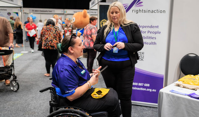 Guests, families and exhibitors at a Disability Expo Australia event